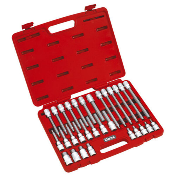 Clarke PRO160- 30pce 1/2″ Square Drive Hex Socket Bit Set