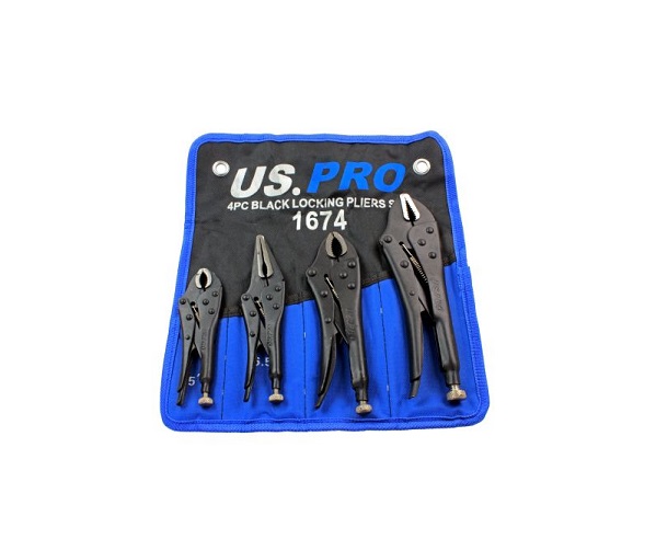 US Pro 4PC Black Locking Pliers Set