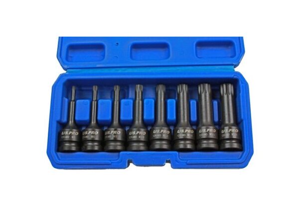 US PRO 8Pc 1/2" Dr Impact Spline Bit Sockets
