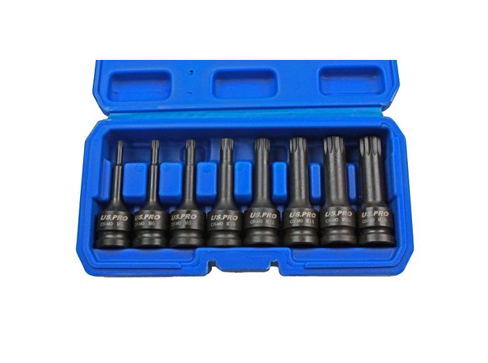 US PRO 8Pc 1/2" Dr Impact Spline Bit Sockets