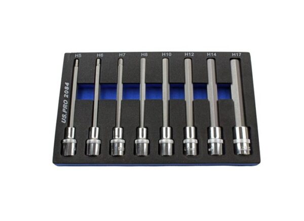 US Pro 8 Pc 1/2″ Dr Long Hex Bit Socket set