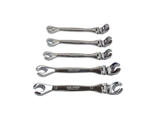 US Pro 5 Pc Flexi Head 6PT Flare Nut Spanner Set