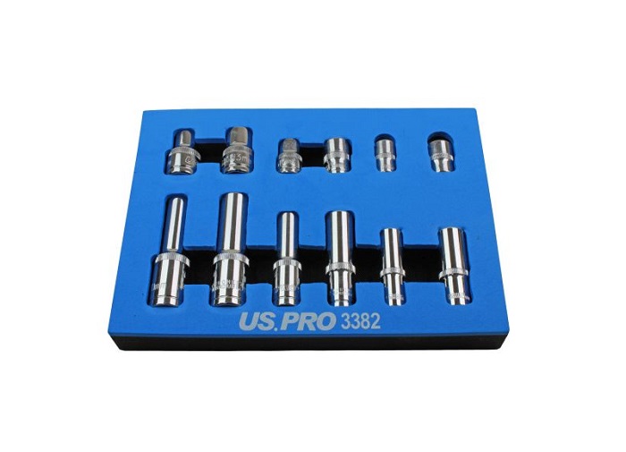 US Pro 12PC 10MM & 13MM Mixed Drive Deep & Shallow Sockets