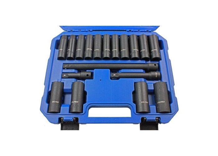 US Pro 18 Pc 1/2" Dr Deep Impact Socket & Extension Set